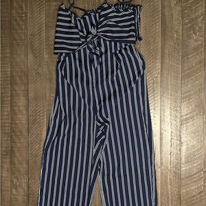 Striped Navy Jumpsuit
